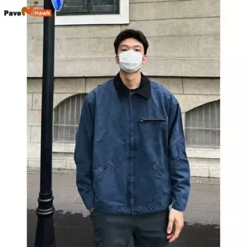 Мужская винтажная куртка-бомбер на молнии с карманами