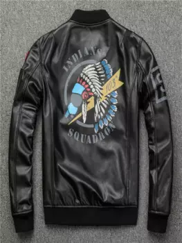 Мужская винтажная куртка из натуральной овечьей кожи, с 3D рисунком