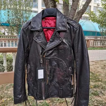Мужская винтажная мотоциклетная куртка, черная Осенняя байкерская куртка из натуральной воловьей кожи, размеры до 6XL