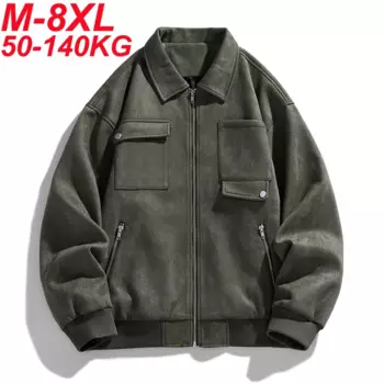 Мужская замшевая куртка-бомбер в стиле оверсайз, 6XL, 7XL, 8XL