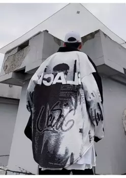 Мужская/Женская куртка-бомбер с длинным рукавом и надписью