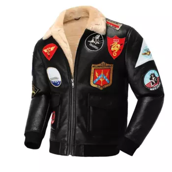 Мужская зимняя кожаная куртка-бомбер Air 2024 Force