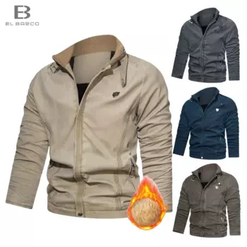 Мужская зимняя куртка-бомбер на молнии, с карманами