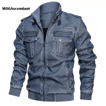 Мужская зимняя куртка из искусственной кожи, осенняя винтажная мотоциклетная кожаная куртка, уличное пальто, модная куртка из искусственной кожи, приблизительно 6XL