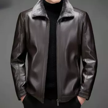 Мужская зимняя куртка из натуральной кожи, плюшевые толстые теплые мужские пальто, верхняя одежда для осени, мужские куртки FCY4422
