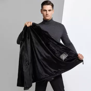 Мужская зимняя куртка из натуральной овечьей кожи, с длинным плюшем