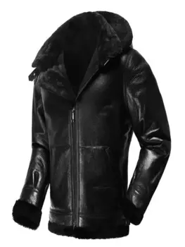 Мужская зимняя куртка из натуральной овечьей кожи