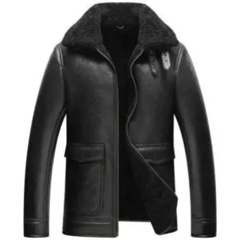 Мужская зимняя куртка из натуральной овечьей кожи с мехом ягненка