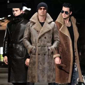 Мужская зимняя куртка из натуральной овечьей шерсти, размеры до 5XL