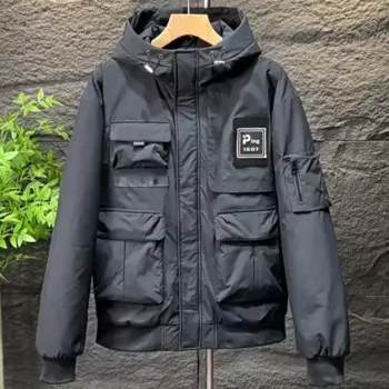 Мужская зимняя куртка оверсайз с капюшоном