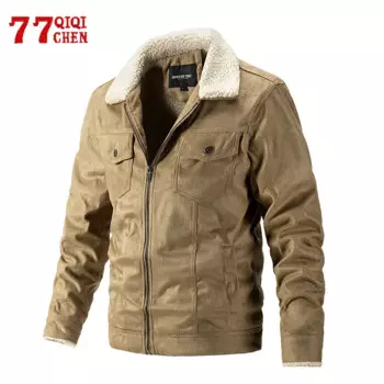 Мужская зимняя куртка с подкладкой из овечьей шерсти, повседневные парки с отворотами, пальто, теплая ветровка, пальто, мотоциклетная куртка-бомбер в стиле ретро, мужские куртки