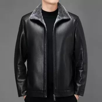 Мужская зимняя новая куртка-поло 2023, универсальная модная деловая Повседневная утепленная кожаная куртка