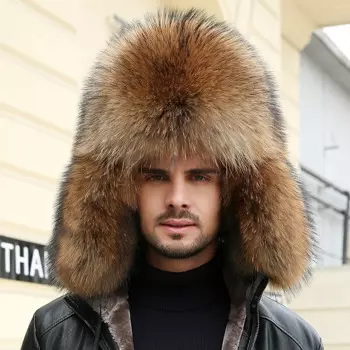 Мужская зимняя шапка-ушанка из 100% натурального Меха чернобурки, шапка-ушанка из меха енота, русская Лыжная Шапка-ушанка