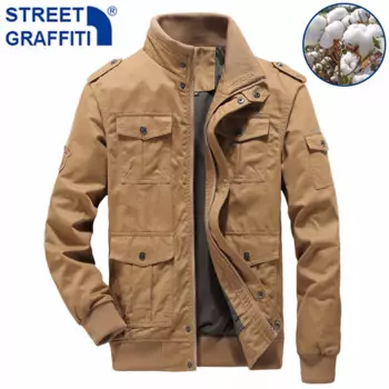 Мужская зимняя теплая куртка-бомбер, из плотного флиса, куртка из хлопка в стиле милитари, новая мужская осенняя куртка-карго, ветровка, 2021