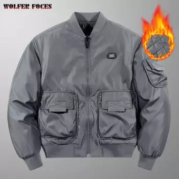 Мужская зимняя трикотажная куртка-бомбер на молнии