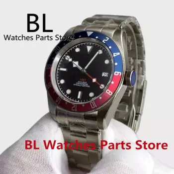 Мужские автоматические часы BL 41 мм GMT синие красные Безель сапфировое стекло нержавеющая сталь водонепроницаемые механические наручные часы Reloj Hombre