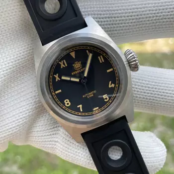 Мужские автоматические часы STEELDIVE, механические наручные часы-пилот для дайвинга 20 атм, водонепроницаемые светящиеся сапфировые часы C3 NH35, простые военные часы