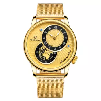 Мужские автоматические механические ажурные часы с кожаным и сетчатым ремешком Forsining, 2023