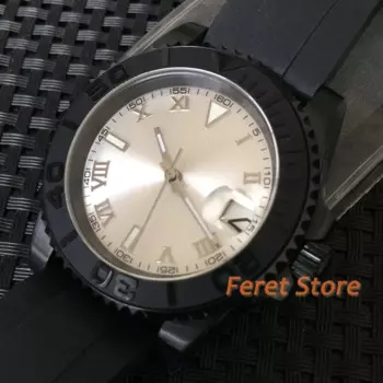 Мужские автоматические механические часы BLIGER 40 мм, черный цвет, PVD чехол, сапфировое стекло, Япония NH35, часы с резиновым ремешком, водонепроницаемые часы