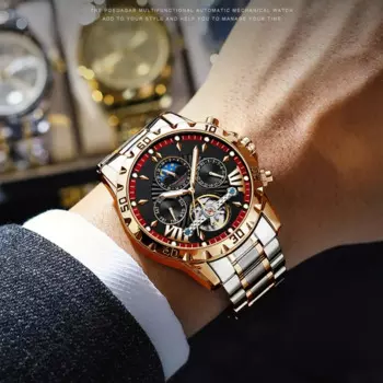 Мужские автоматические механические часы, модный дизайн, стальной корпус, мужские часы для пожилых людей, сильные водонепроницаемые светящиеся мужские роскошные часы