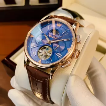 Мужские автоматические механические часы OLEVS, роскошные повседневные спортивные мужские наручные часы с турбийоном, водонепроницаемые мужские часы, мужские часы