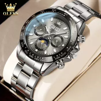 Мужские автоматические механические часы OLEVS, высококачественные светящиеся водонепроницаемые наручные часы из нержавеющей стали