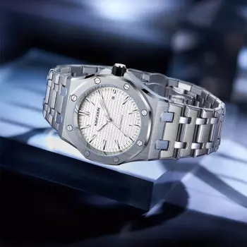 Мужские автоматические механические часы серии Oak 43 мм с календарем и функцией подсветки, водонепроницаемые спортивные часы 30 м, стальной ремешок