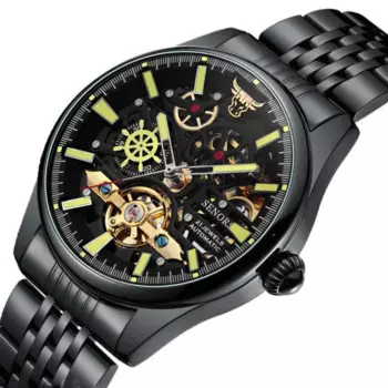 Мужские автоматические механические часы-скелетоны с 3d-рисунком бычьей головы, уникальные модные мужские часы с турбийоном и рулем, водонепроницаемые часы