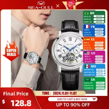 Мужские автоматические механические наручные часы 2023, часы Seagull ST25, модные мужские повседневные деловые часы Flywhee 819,624