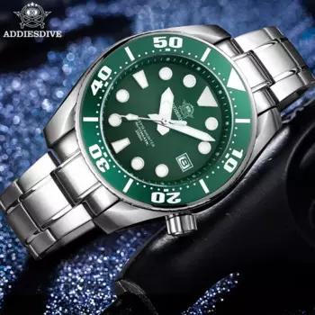 Мужские автоматические механические наручные часы ADDIESDIVE NH35, часы из нержавеющей стали, водонепроницаемые Роскошные часы с сапфировым стеклом 20 атм