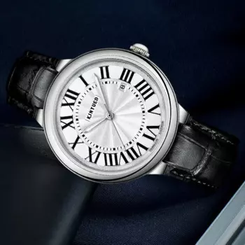 Мужские автоматические механические наручные часы KINYUED с кожаным ремешком, деловые, повседневные, простые часы для мужчин, водонепроницаемые часы 3 АТМ