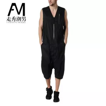 Мужские брюки большого размера 27-44, летняя мужская одежда, цельнокроеный костюм в стиле хип-хоп, комбинезон, женский костюм