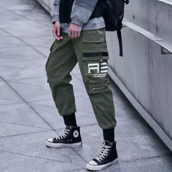 Мужские брюки-карго в стиле хип-хоп, с карманами