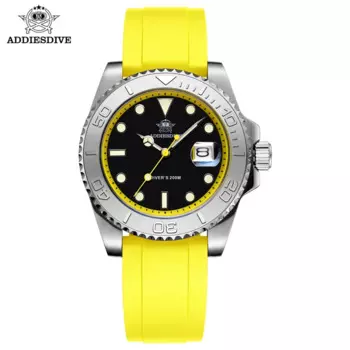 Мужские часы ADDIESDIVE AD2040, резиновые силиконовые BGW9 синие светящиеся часы с календарем, водонепроницаемые кварцевые часы 200 м, мужские часы