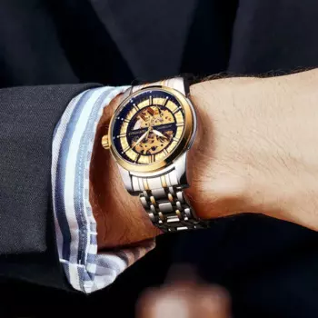 Мужские часы автоматические механические наручные часы 41 мм люксовый бренд из нержавеющей стали мужские часы модные часы со скелетом