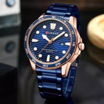 Мужские часы CURREN из нержавеющей стали, повседневные стильные простые деловые кварцевые наручные часы с дисплеем даты, светящиеся мужские часы