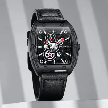 Мужские часы GUANQIN 2024, Роскошные Кварцевые часы ведущей марки для мужчин, спортивные водонепроницаемые часы, мужские часы с кожаным ремешком, мужские часы