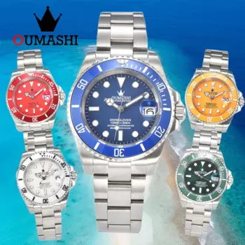 Мужские часы, модные часы различных цветов из нержавеющей стали, женские часы с сапфировым стеклом, водонепроницаемые светящиеся часы OUMASHI 100 м
