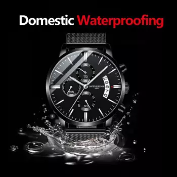 Мужские часы, немеханические Модные мужские кварцевые часы с ремешком и календарем