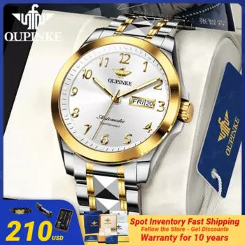 Мужские часы OUPINKE 3228, роскошные брендовые полностью автоматические механические водонепроницаемые мужские часы из вольфрамовой стали