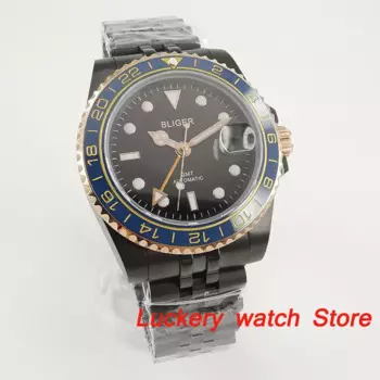 Мужские часы с черным циферблатом, 40 мм