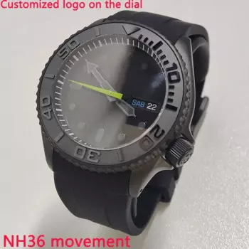 Мужские часы с матовым черным ремешком, 41 мм