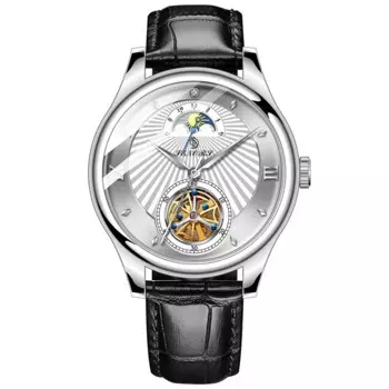 Мужские часы SENORS SN169 в стиле ретро, автоматические механические часы с турбийоном, водонепроницаемые военные наручные часы из натуральной кожи для мужчин