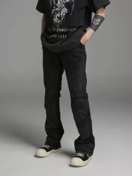 Мужские черные эластичные джинсы Vibe Style Crackle Wash Do, Осенние прямые джинсы