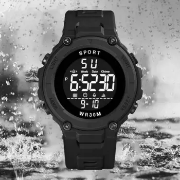 Мужские цифровые часы, многофункциональные водонепроницаемые светящиеся будильники, секундомер, повседневные наручные часы с резиновым ремешком