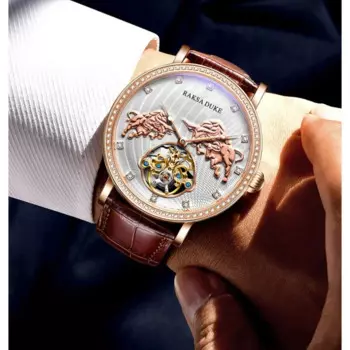 Мужские деловые автоматические механические часы с турбийоном, инкрустированные бриллиантами, водонепроницаемые спортивные часы для мужчин