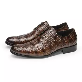 Мужские деловые туфли, оригинальные кожаные туфли на шнуровке, черные, коричневые туфли, мужские модельные туфли-оксфорды из натуральной кожи, свадебные мужские туфли-оксфорды с крокодиловым узором