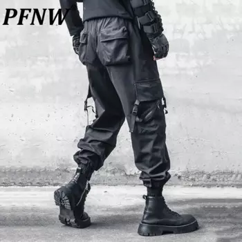 Мужские длинные брюки на шнуровке, с карманами, на осень