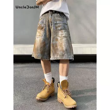 Мужские джинсовые шорты с карманами, летние