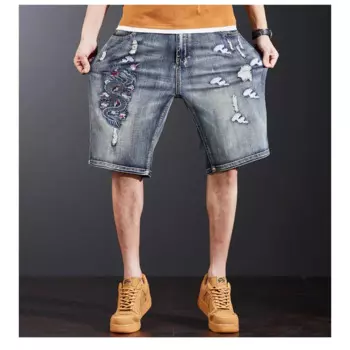 Мужские джинсовые шорты с вышивкой «дракон»